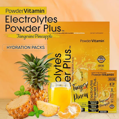 Electrolytes Powder Plus, Keto, Tangerine Pineapple, Sugar Free, 1000mg Potassium, 120mg Calcium, 120mg Magnesium, Non-GMO, Zero Calories, 30 Hydration Packets