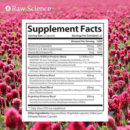 Menopause Supplements for Women - Black Cohosh for Menopause Hot Flashes, Night Sweats & Hormone Balance with DIM, Vitex, Dong Quai, Red Clover - Complete Menopause Support Vaginal Health, 60 Capsules