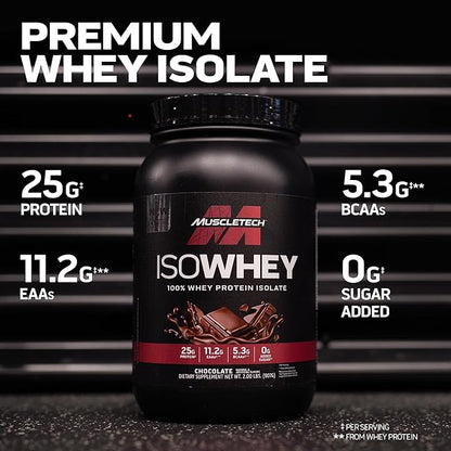 MuscleTech | IsoWhey | Whey Protein Isolate Powder| Muscle Builder for Men & Women | Post Workout Recovery Supplement | Chocolate | 5 lbs | 72 Servings