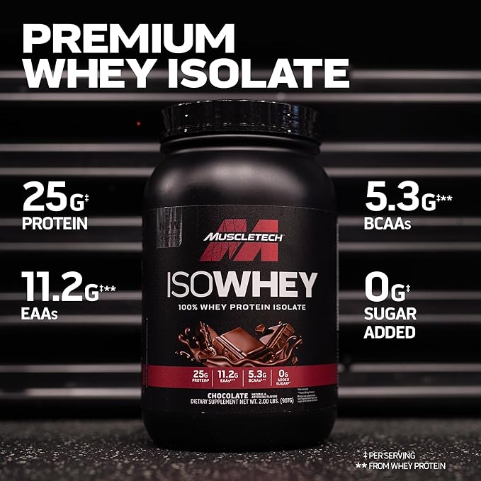 MuscleTech | IsoWhey | Whey Protein Isolate Powder| Muscle Builder for Men & Women | Post Workout Recovery Supplement | Chocolate | 2 lbs | 29 Servings