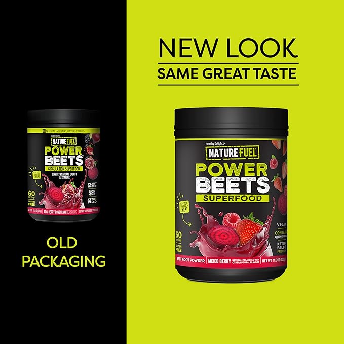 Nature Fuel Power Beets Powder, Delicious Mixed Berry, Concentrated Superfood Supplement, Supports Circulation, Natural Energy & Stamina, Non-GMO, 60 Servings (Packaging May Vary)