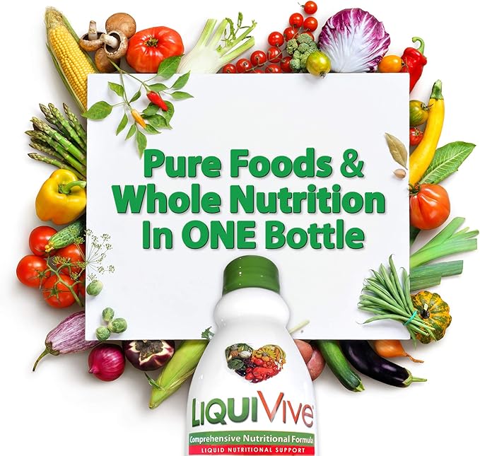 LiquiVive Liquid Vitamins Mega Nutrition | Vegetarian Daily Multivitamin Balance Immune Support Booster Superfood of Nature | Vitamin C D3 A B12 E K | 99.9% Vegan Non-GMO Gluten Free 32 fl oz