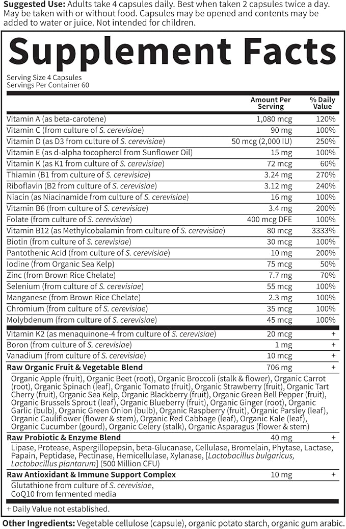 Garden of Life Multivitamin for Women 50 & Over, Vitamin Code Women 50 & Wiser Multi - 240 Capsules with Vitamins A, B, C, D3, E & K, CoQ10, Probiotics & Enzymes