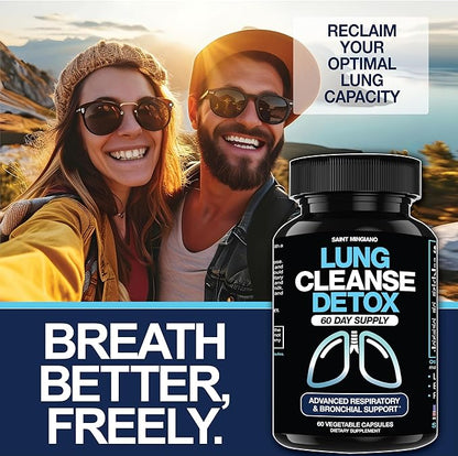 Lung Cleanse Detox, 60 Day Cleanse - Supports Lung Health Within Bronchial & Respiratory Systems - Quit & Stop Smoking Aids - Herbal Detox for Lungs