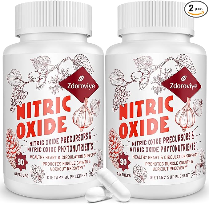 Nitric Oxide Supplement for Men, 2,255mg Per Serving, 90 Capsules – 13 in 1 Nitric Oxide Supplement with Arginine & Citrulline Complex (2 Bottle)