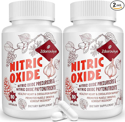 Nitric Oxide Supplement for Men, 2,255mg Per Serving, 90 Capsules – 13 in 1 Nitric Oxide Supplement with Arginine & Citrulline Complex (2 Bottle)