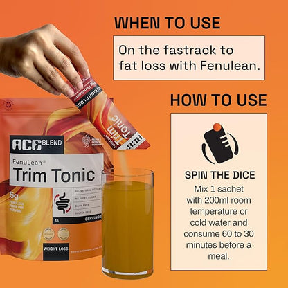 Trim Tonic | 15 Serves | Daily Fiber | Psyllium-Free | Gut Health | Soluble+Insoluble 15 Sachets