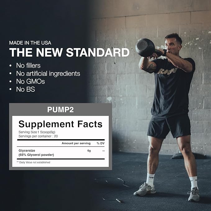 RAW Pump2 Pre Workout | Glycerol Pump Pre Workout Supplement, Pair Pump Supplement for Best Results Or Any Preworkout Powder | Enhanced Hydration and Boost Energy | Unflavored (20 Servings)