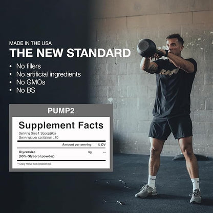 RAW Pump2 Pre Workout | Glycerol Pump Pre Workout Supplement, Pair Pump Supplement for Best Results Or Any Preworkout Powder | Enhanced Hydration and Boost Energy | Unflavored (20 Servings)