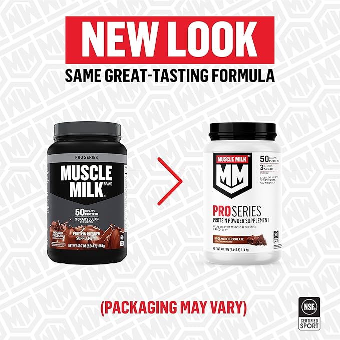 Muscle Milk Pro Series Knockout Chocolate Protein Powder, 5 Pound 28 Servings & 2 Pound 11 Servings
