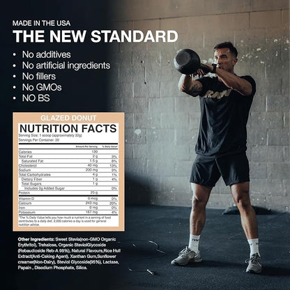 RAW Whey Protein Powder Blend, Glazed Donut (20 Servings) - Grass-Fed Microfiltered Protein Isolate for Muscle Growth & Recovery - Pre & Post Workout Sports Nutrition Supplement for Men & Women