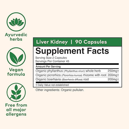 Organic India Liver and Kidney Cleanse Detox Repair - Herbal Supplement - Detoxify & Rejuvenate, Supports Healthy Liver & Kidney Function, Vegan, USDA Certified Organic, Non-GMO - 90 Capsules