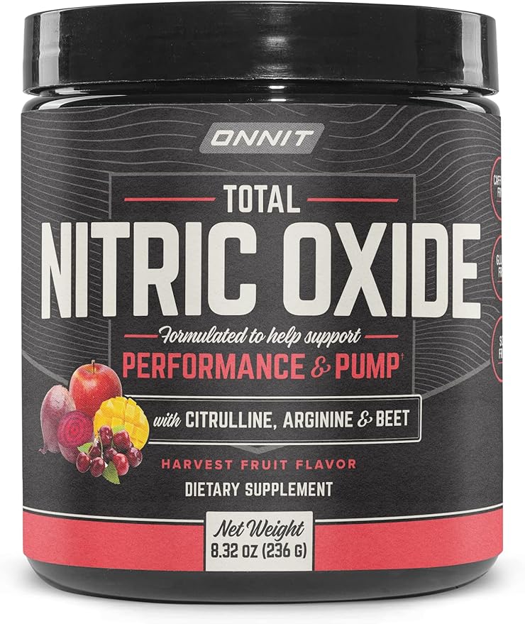 ONNIT Total Nitric Oxide - Caffeine Free Pre Workout Powder w/Beet Root, L Arginine & L Citrulline Malate | Boost Energy & Recovery | Harvest Fruit Flavor