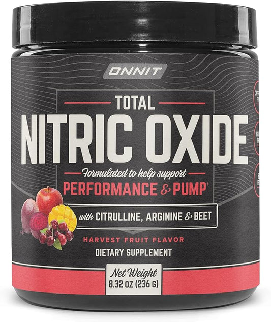 ONNIT Total Nitric Oxide - Caffeine Free Pre Workout Powder w/Beet Root, L Arginine & L Citrulline Malate | Boost Energy & Recovery | Harvest Fruit Flavor