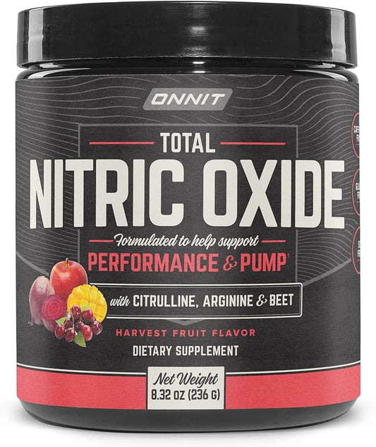 ONNIT Total Nitric Oxide - Caffeine Free Pre Workout Powder w/Beet Root, L Arginine & L Citrulline Malate | Boost Energy & Recovery | Harvest Fruit Flavor