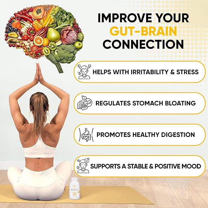 Lifted Naturals Mood Boosting Probiotic 30 Billion CFU - Mood Support Supplement, Prebiotics and Probiotics for Women & Men, Acidophilus Lactobacillus Probiotic, Shelf Stable & Non-GMO, 60 Capsules