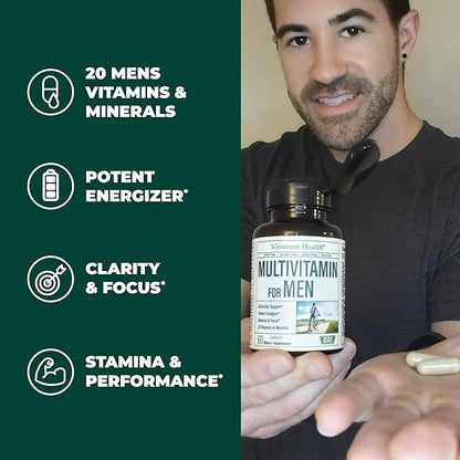 Multivitamin for Men - Daily Mens Multivitamins & Multiminerals with Vitamin A, C, D, E, B12, Zinc & More Essential Vitamins for Men - Mens Vitamins for Energy, Focus, and Mens Health. 60 Capsules