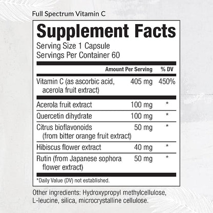 Equilife - Full Spectrum Vitamin C, Immune Support Supplement, Antioxidants Supplement, Promotes Promotes Long-Lasting Moisture in Skin, Helps Regulate Irritation Responses, Easy-to-Use (60 Capsules)