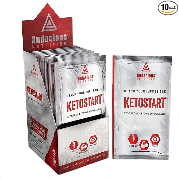 KetoStart | Exogenous Ketones Powder with Electrolytes | Caffeine Free | Tropical Flavor Electrolyte Powder for Energy, Strength & Focus (10x Ketones Drink Mix Packets)