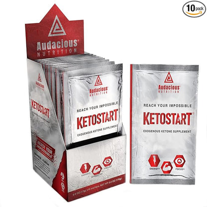 KetoStart | Exogenous Ketones Powder with Electrolytes | Caffeine Free | Tropical Flavor Electrolyte Powder for Energy, Strength & Focus (10x Ketones Drink Mix Packets)