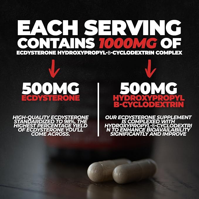 Ecdysterone Supplement, Natural Muscle Builder for Men, 1000mg Beta Ecdysterone Per Serving, Optimally Dosed, Superior Absorption, 98% Highest Purity Available