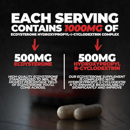 Ecdysterone Supplement, Natural Muscle Builder for Men, 1000mg Beta Ecdysterone Per Serving, Optimally Dosed, Superior Absorption, 98% Highest Purity Available