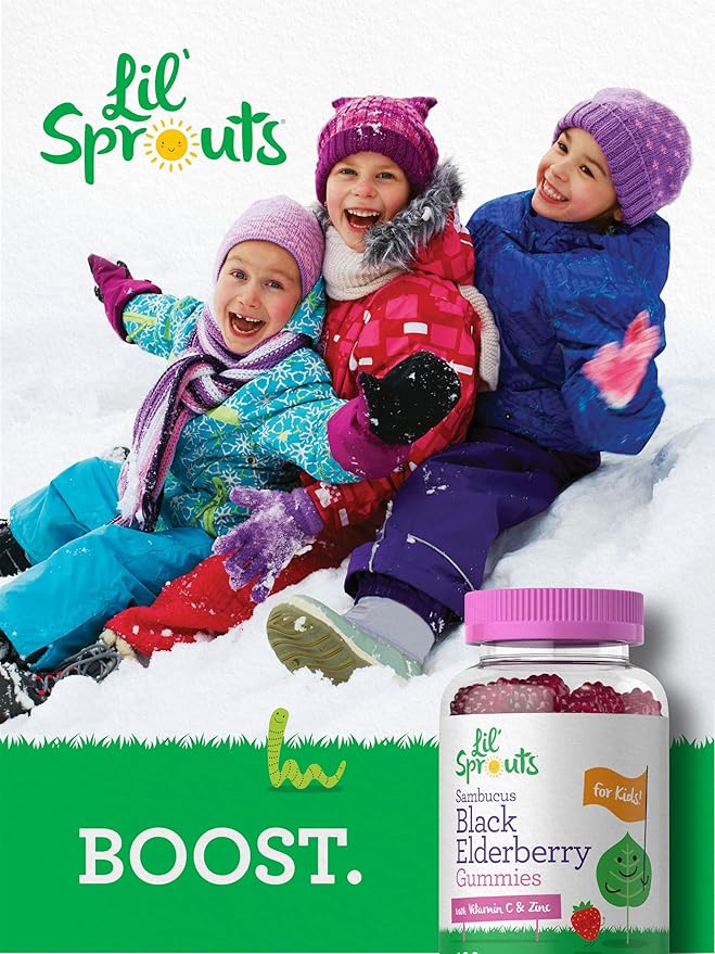 Carlyle Elderberry Gummies for Kids | 120 Count | Zinc and Vitamin C | Berry Flavor | Vegan, Non-GMO, and Gluten Free | by Lil' Sprouts