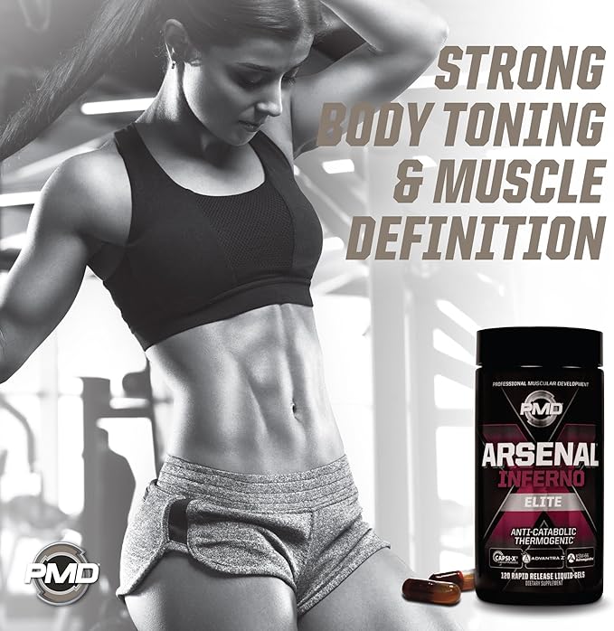PMD Sports Arsenal X Inferno Superior Fast-Acting Liquid Gel Thermogenic Dietary Supplement - Fat Burner and Muscle Maintenance - Increase Metabolism and Energy Booster - 120 Liquid Gels