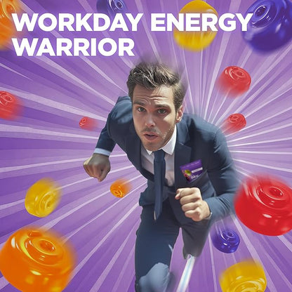 ōku Conscious Energy Gummy Snacks – Natural Caffeine from Green Tea & Yerba Mate, Vegan, Clean Ingredients, Gluten-Free, Focused Energy, Antioxidants & Fiber, Grape Pack of 12