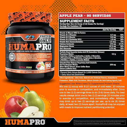 Humapro | Amino Acids Protein Matrix for Humans | 99% Utilization for Lean Muscle | Vegan, Gluten Free | 667g / 90 Servings (Apple Pear)