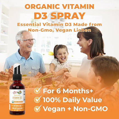 MaryRuth Organics Vitamin D USDA Organic | Vitamin D3 Liquid | Sugar Free | Liquid Vitamin D Spray Immune Support for Adults & Kids | Bone Health | Vit D3 | Vegan | Gluten Free | Non-GMO | 30 Servings