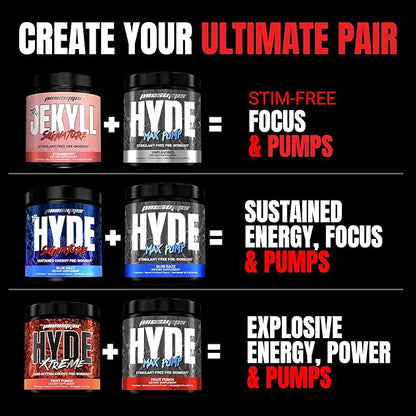 PROSUPPS Hyde Max Pump Pre Workout for Men and Women - Nitric Oxide Supplement for Pump and Endurance - Stimulant Free Pre Workout to Promote Blood Flow and Muscle Strength (Blue Razz, 20 Servings)