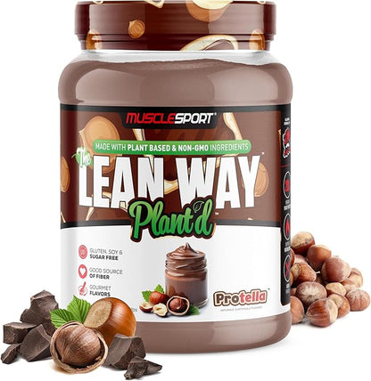 Musclesport Lean Way Plant Protein - Pea Protein and Brown Rice Protein Blend, with Added CLA, MCT and L-Carnitine - 20 Servings (Protella)