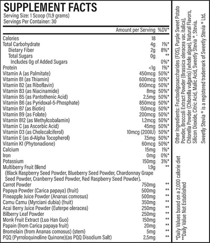 Built For Xtreme Replenish Energy Fruits and Greens Immune Boost, Lemon Lime Flavored Superfood Powder 12.59oz for Total Body Wellness and Immunity Boost
