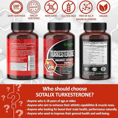 Ultra Turkesterone 8920mg Ajuga Turkestanica Extract Standardized 20% Turkesterone High Potency with Maca Root Tribulus Terrestris - Muscle Growth Energy Memory Support