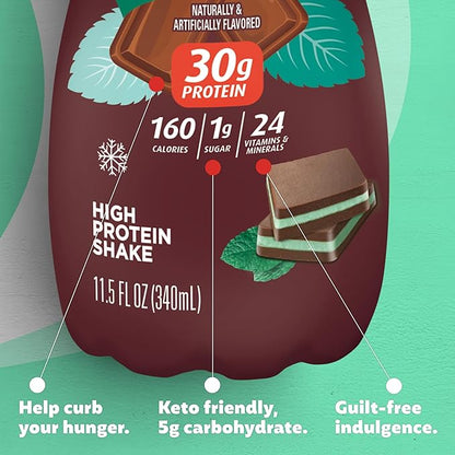 Premier Protein Shake, Limited Edition Winter Mint Chocolate, 30g Protein, 1g Supar, 24 Vitamins & Minerals, Nutrients to Support Immune Health, 11.5 oz, 12 Pack