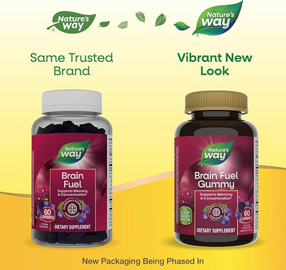 Nature's Way Brain Fuel, Supports Memory and Concentration*, Clinically Studied Cognigrape®, 60 Gummies, Grape Flavored