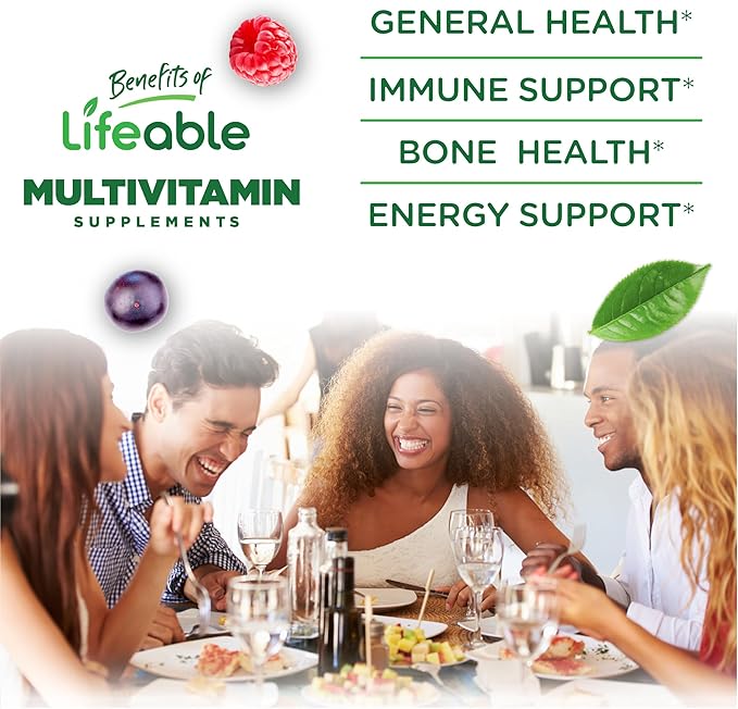 Lifeable Sugar Free Multivitamin for Men Gummies | VIT A, C, D, E, B1, B2, Niacin, B5, B6, Folate, B12, Biotin, Iodine, Zinc, Chromium, Ginseng, Lycopene, Inositol | Sugar Free Vitamins | 90 Gummies