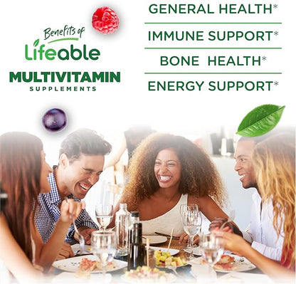 Lifeable Sugar Free Multivitamin for Men Gummies | VIT A, C, D, E, B1, B2, Niacin, B5, B6, Folate, B12, Biotin, Iodine, Zinc, Chromium, Ginseng, Lycopene, Inositol | Sugar Free Vitamins | 90 Gummies