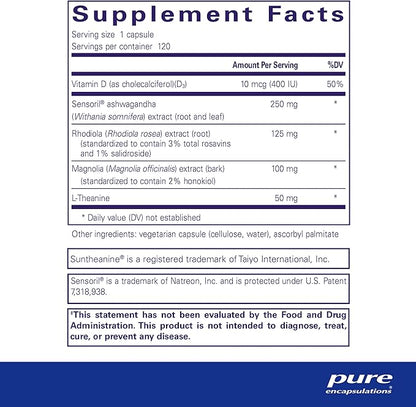 Pure Encapsulations Cortisol Calm - Supports Cortisol Health & Relaxation - Contains Ashwagandha & L-Theanine - Restful Sleep - 120 Capsules