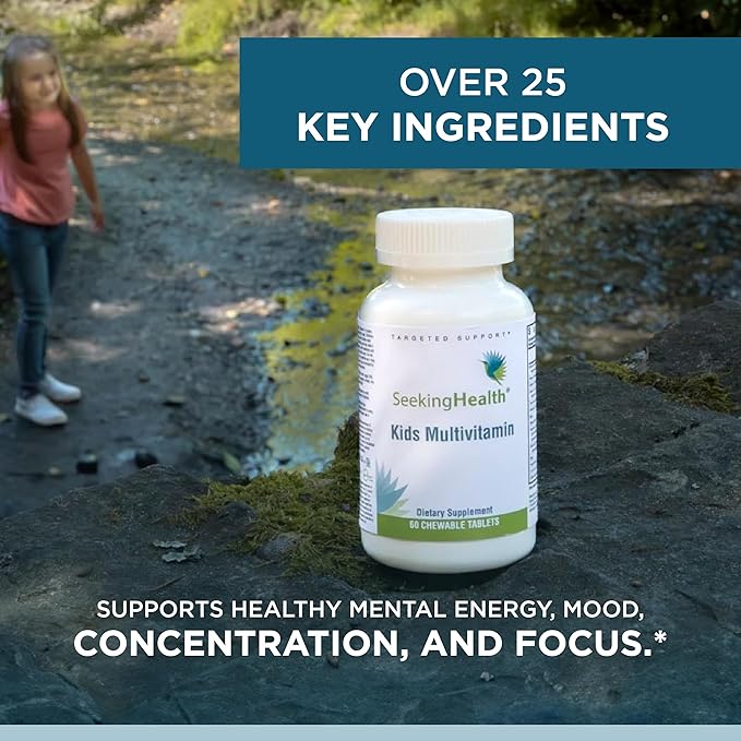 Seeking Health Kids Multivitamin Chewable, Formulated for Children’s Health, with L-5-MTHF L-Methylfolate, B12, Riboflavin, Vitamin A, Vegetarian (60 Chewable Tablets)*