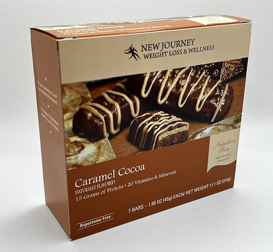 Caramel Cococa Bar - New Journey Weight Loss & Wellness - High Protein Meal Replacement Nutrition Bar (7 bars/box)