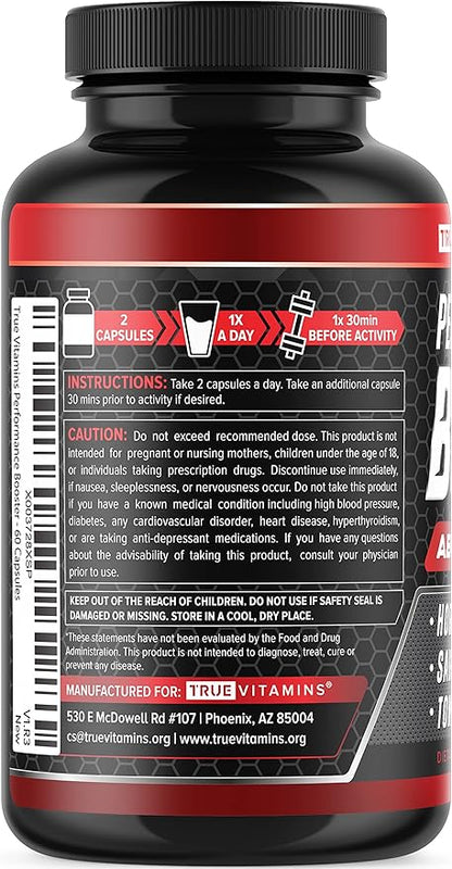 Performance Booster for Men - Enhance Energy, Endurance, Stamina, Strength, Drive & Muscle Growth - Natural Male Enhancing Supplement with Tongkat Ali, Horny Goat Weed & Saw Palmetto - 60 Capsules