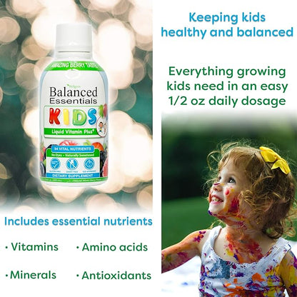 Wellgenix Balanced Essentials Kids Liquid Vitamin - Nutritional Multivitamin for Picky Eaters - Childrens Immune Boost & Overall Health -16oz (Pack of 2)