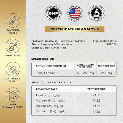 Shilajit Gummies - Himalayan Shilajit Gummies for Men & Women 1000mg - Sugar Free Shilajit Gummies - Natural Shilajit for Men Gummies - Healthy Aging, Immune, Energy Support - 60 Count