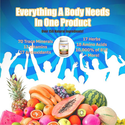 IMMUNO 150 - IMMUNO 150 Complete Multi - The Ultimate Multivitamin & Immune Support Supplement - Essential Daily Nutrients for Vitality & Wellness - 150 Capsules (1 Bottle)