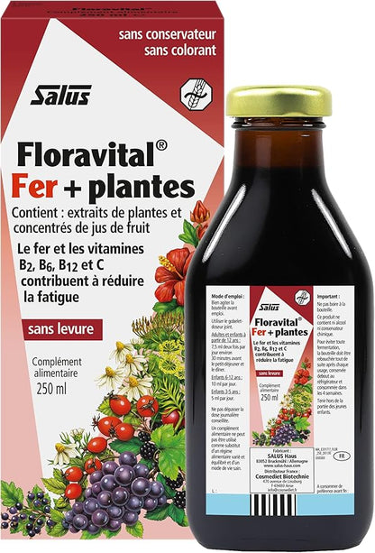 Floradix Floravital Liquid Iron & Vitamins Formula - Liquid Iron Supplement with B Complex Vitamins, Vitamin C & Herbs for Energy Support - Vegan, Gluten-Free, Yeast- Free, Non-GMO - 23 fl oz