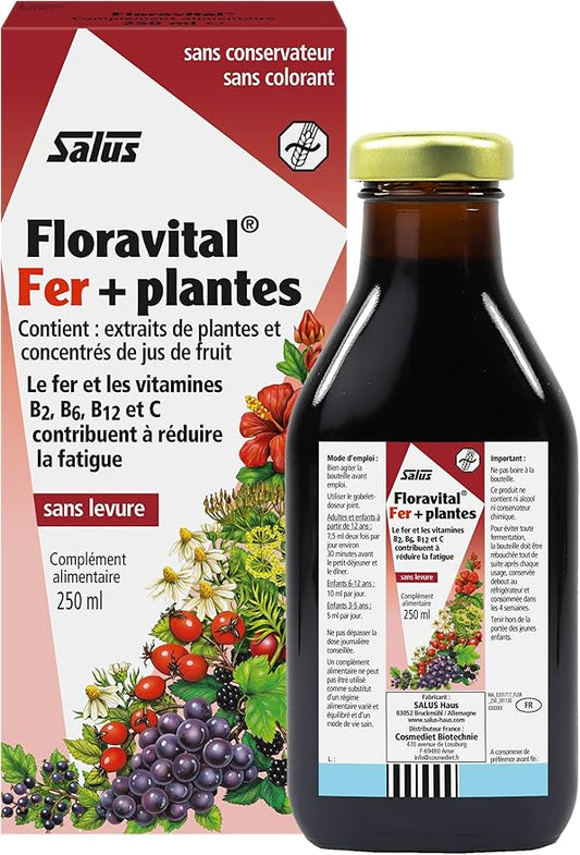 Floradix Floravital Liquid Iron & Vitamins Formula - Liquid Iron Supplement with B Complex Vitamins, Vitamin C & Herbs for Energy Support - Vegan, Gluten-Free, Yeast- Free, Non-GMO - 23 fl oz