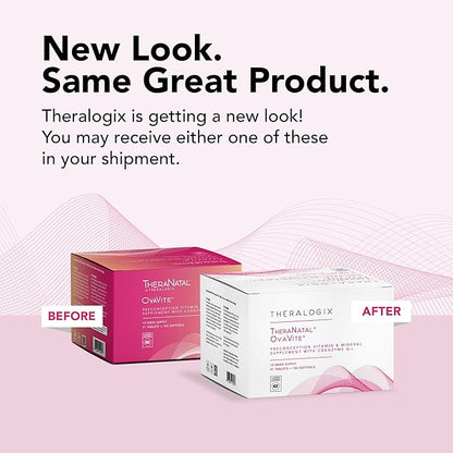 Theralogix TheraNatal OvaVite Preconception Vitamins - 13-Week Supply - Prenatal Vitamins & Fertility Supplement for Women with CoQ10* - NSF Certified - 91 Tabs, 182 Softgels (91 Servings)