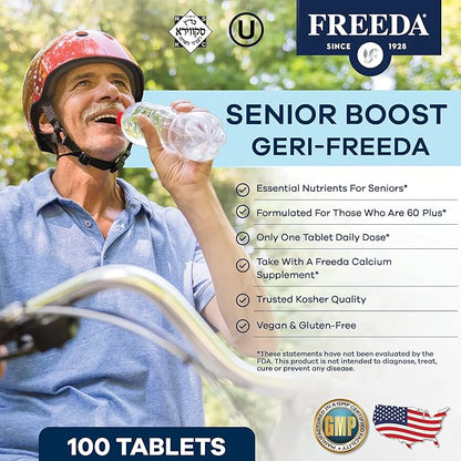 Freeda Senior Multivitamin - Kosher Vitamins for Men & Women 60 and Over - One Daily Coated Tablet - Women’s & Men’s Vitamins Multivitamin 60 Plus - Vitamins for Women Over 60 Plus Elderly (250 Count)